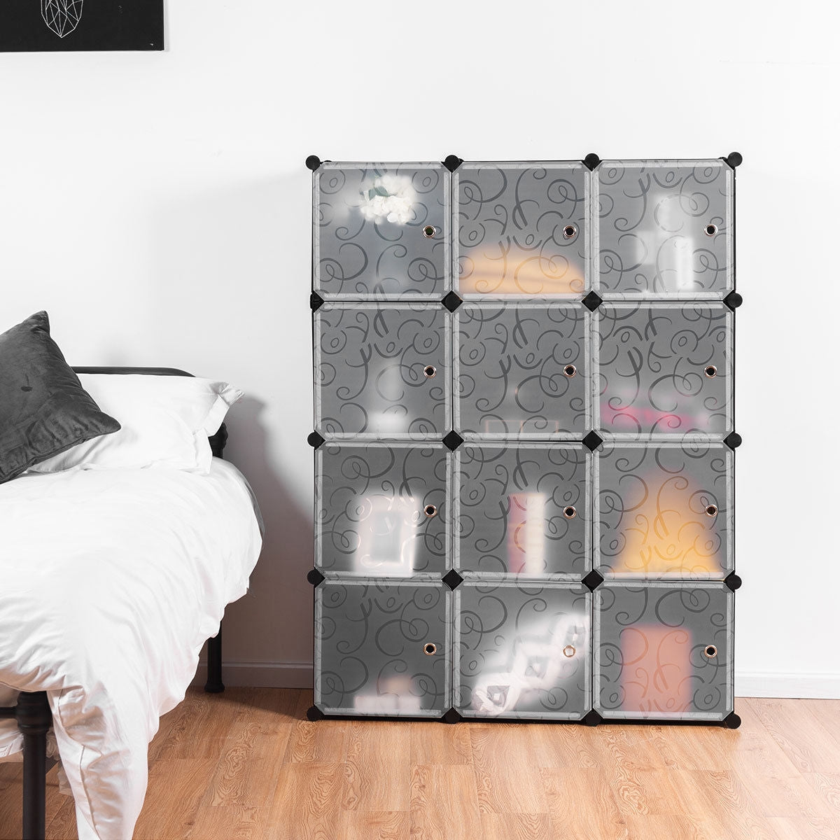 12 Cube DIY Modular Closet Organizer with Doors