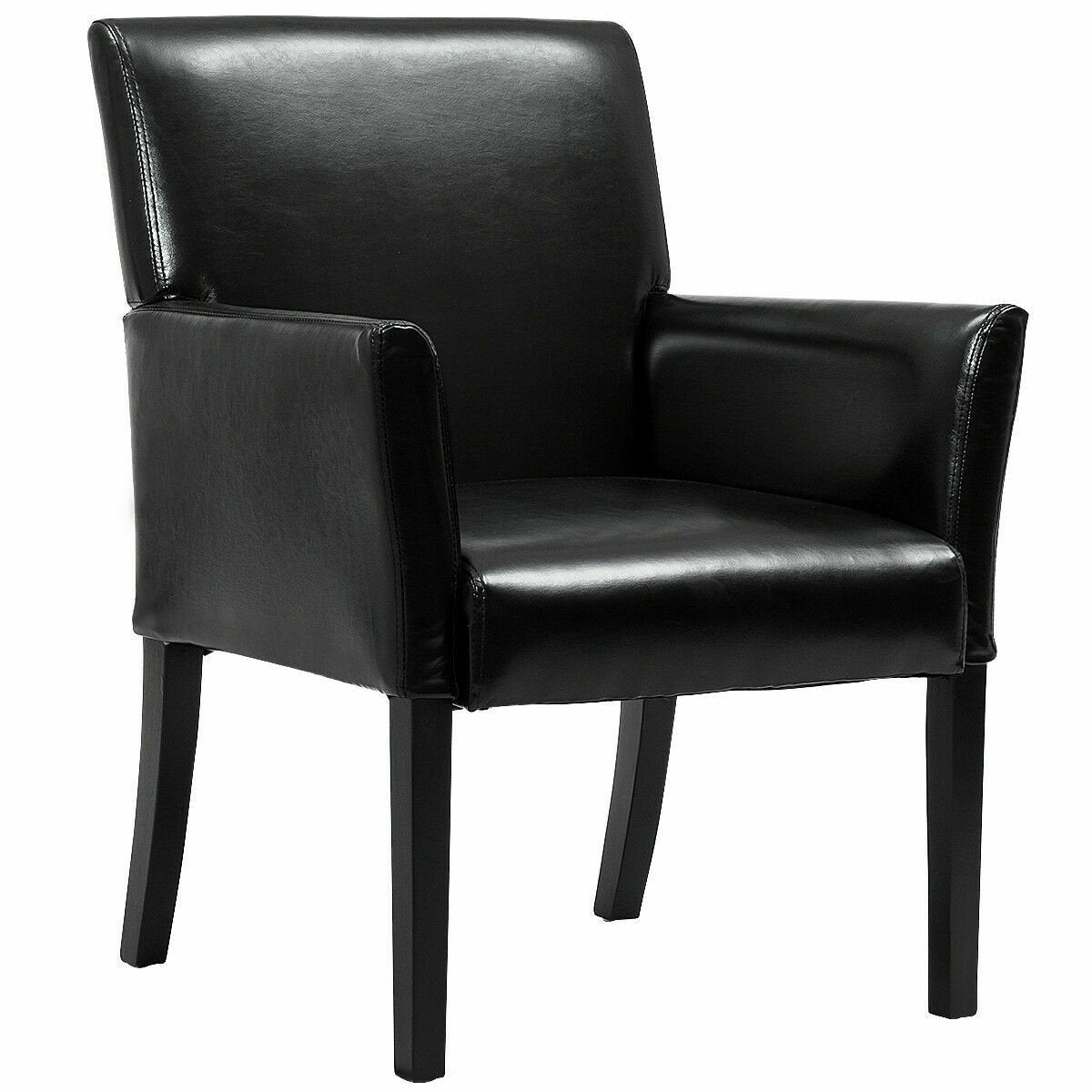 Executive Armchair with PU Leather Upholstery and Solid Wood Frame