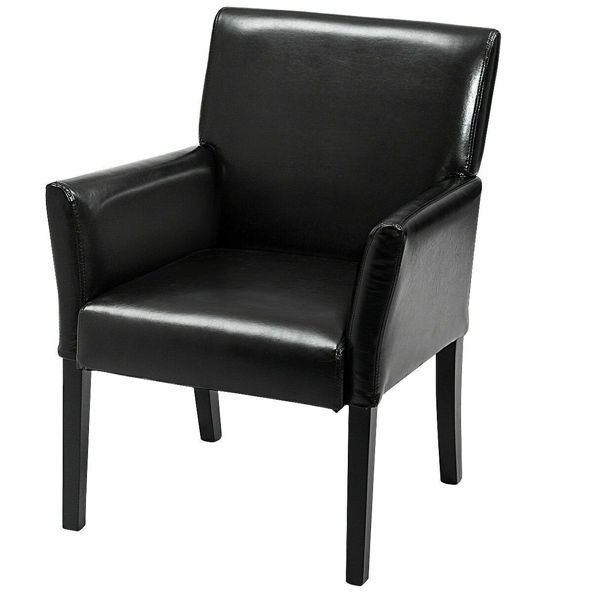 Executive Armchair with PU Leather Upholstery and Solid Wood Frame