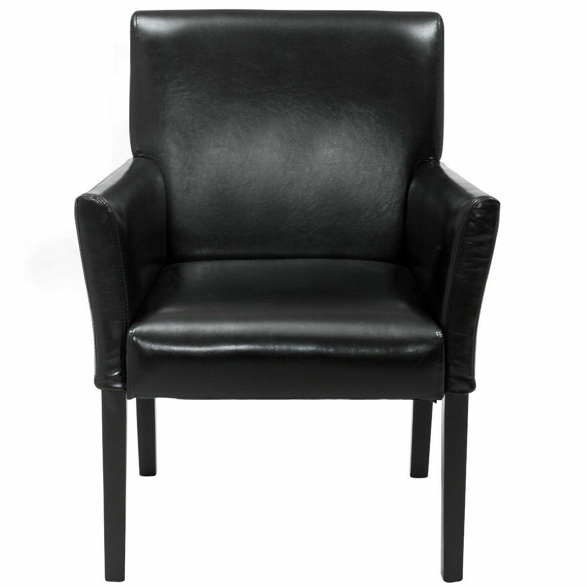 Executive Armchair with PU Leather Upholstery and Solid Wood Frame