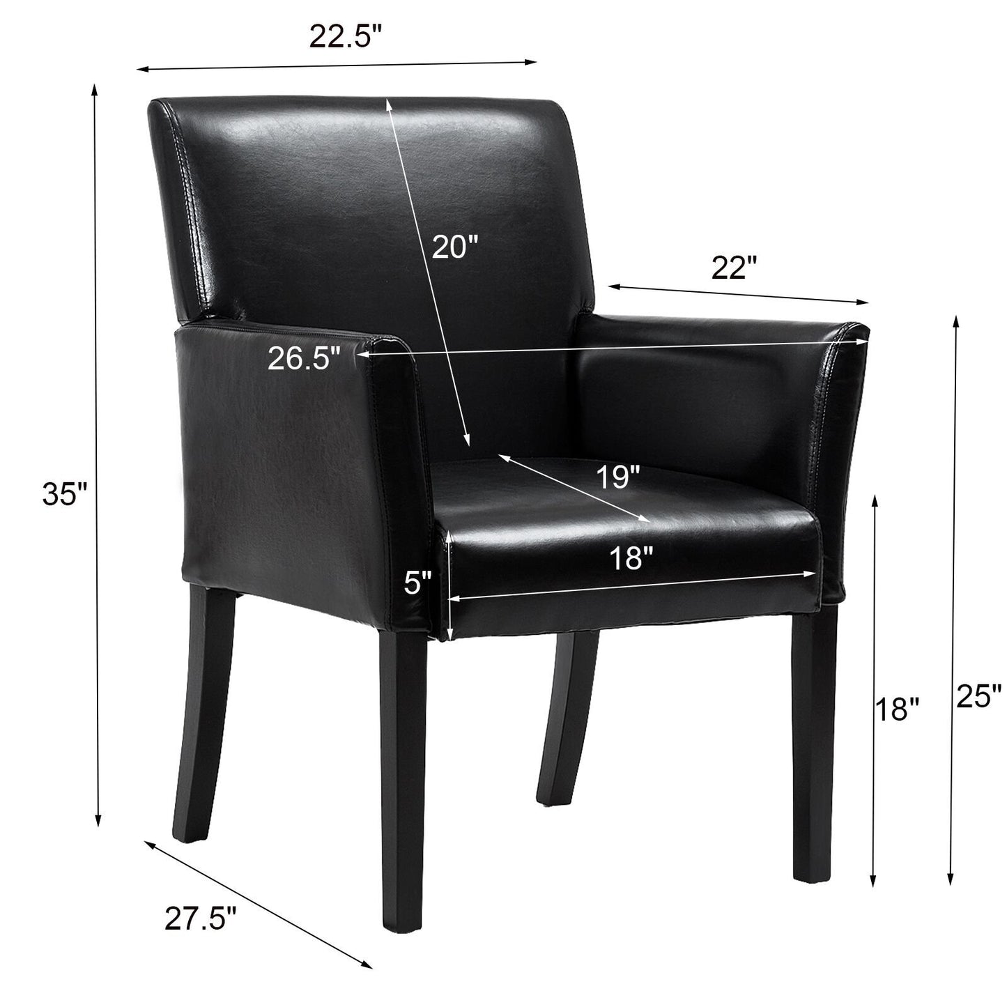 Executive Armchair with PU Leather Upholstery and Solid Wood Frame