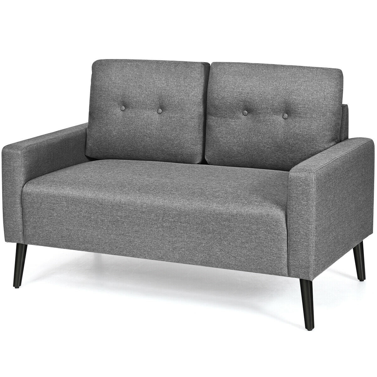 55 Inch Modern Loveseat Sofa with Linen Upholstery and Wooden Legs
