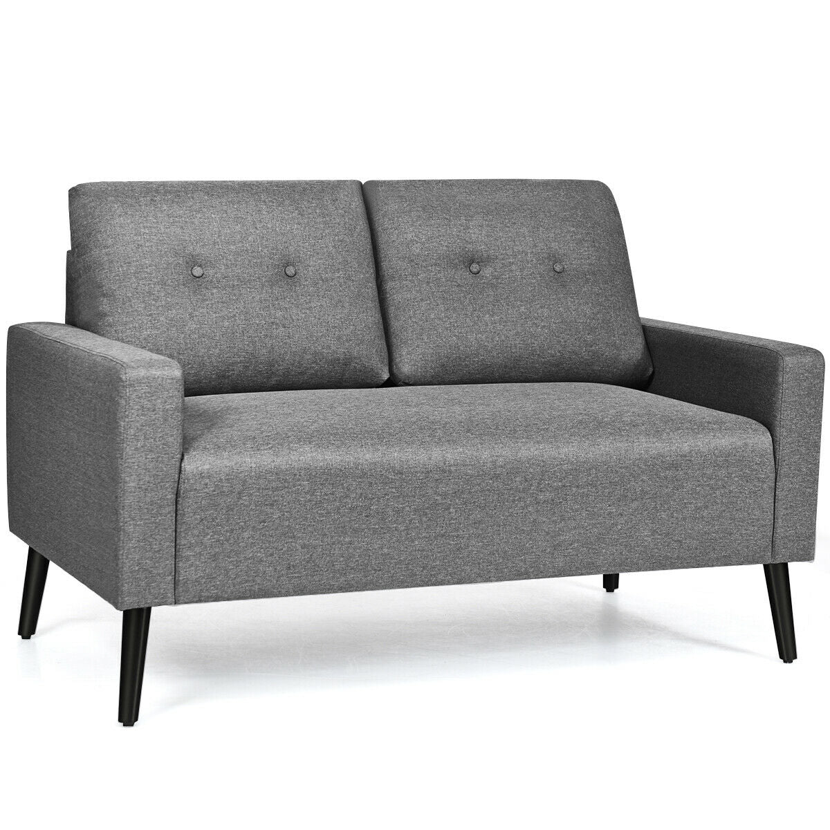 55 Inch Modern Loveseat Sofa with Linen Upholstery and Wooden Legs