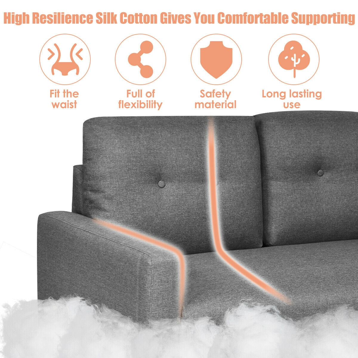 55 Inch Modern Loveseat Sofa with Linen Upholstery and Wooden Legs