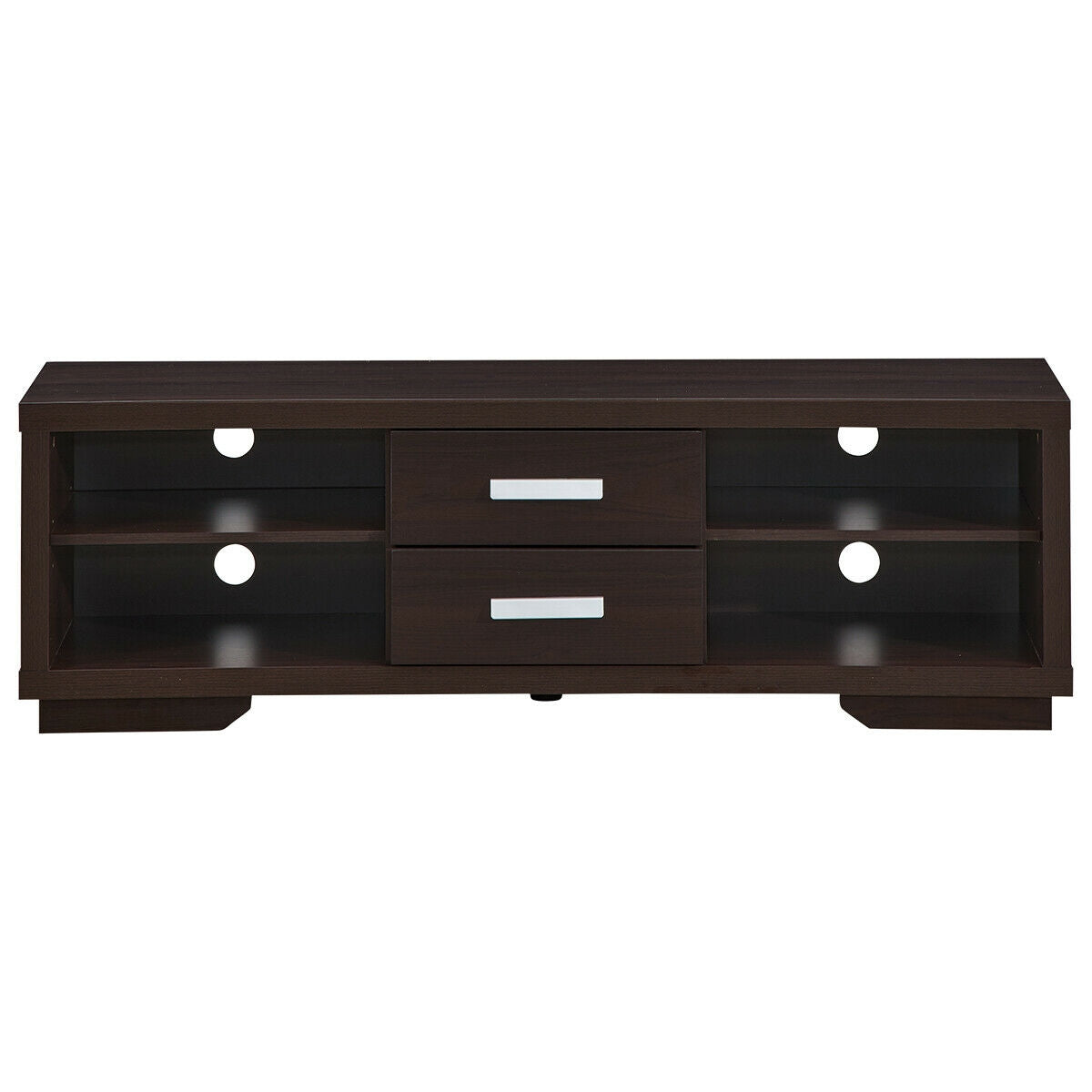 Modern Entertainment Center with Storage Drawers and Four Open Shelves
