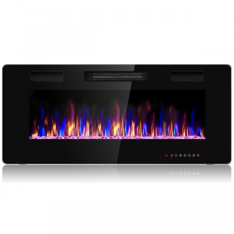 42 Inch Recessed Ultra Thin Electric Fireplace with Timer & Adjustable Heat