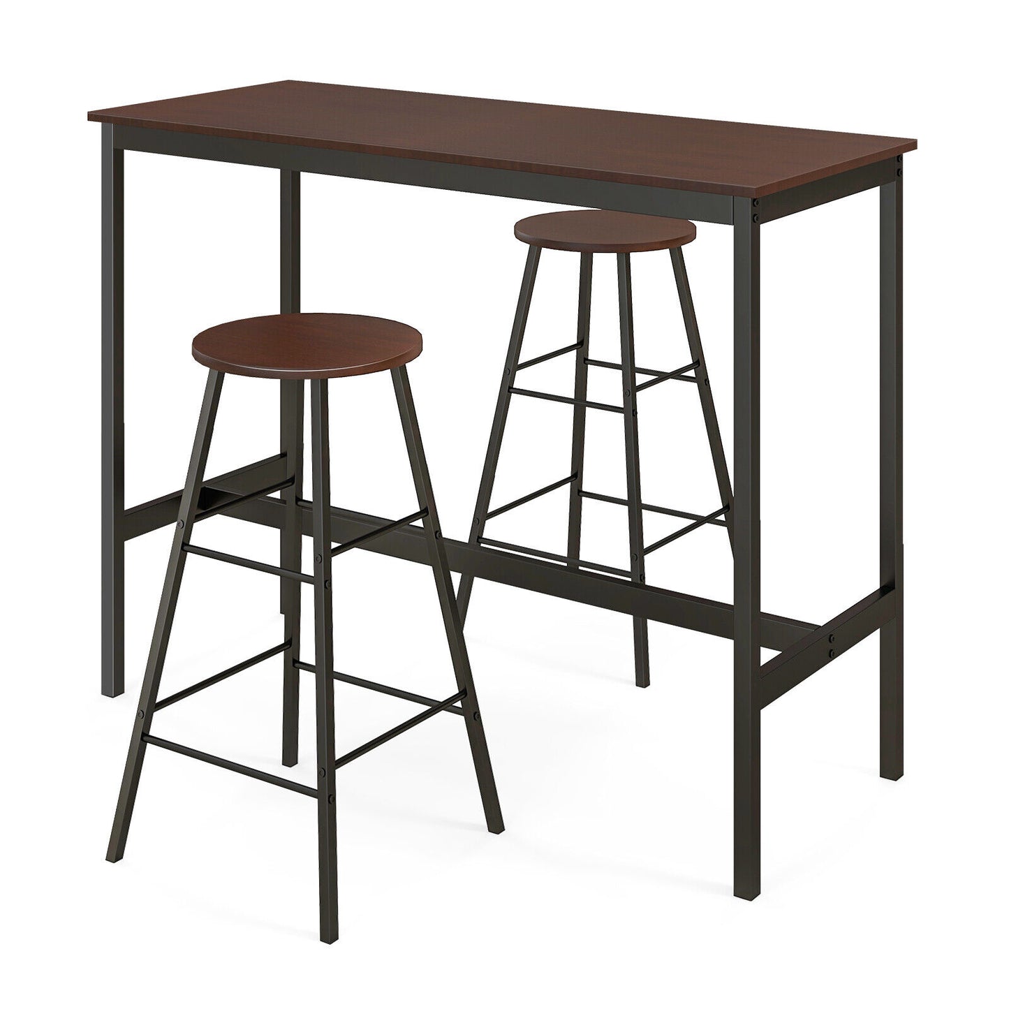 3 Piece Bar Height Dining Set with Table and 2 Stools for Kitchen or Apartment Use