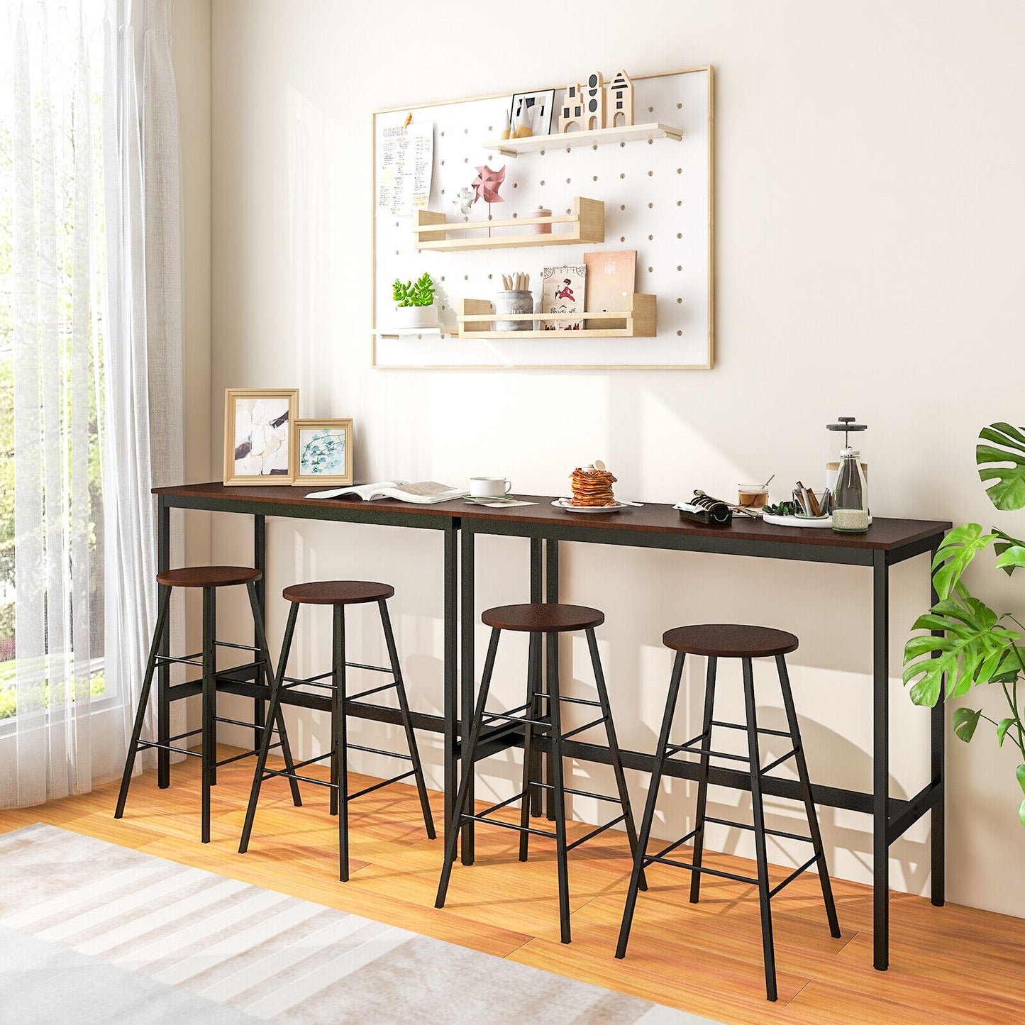 3 Piece Bar Height Dining Set with Table and 2 Stools for Kitchen or Apartment Use
