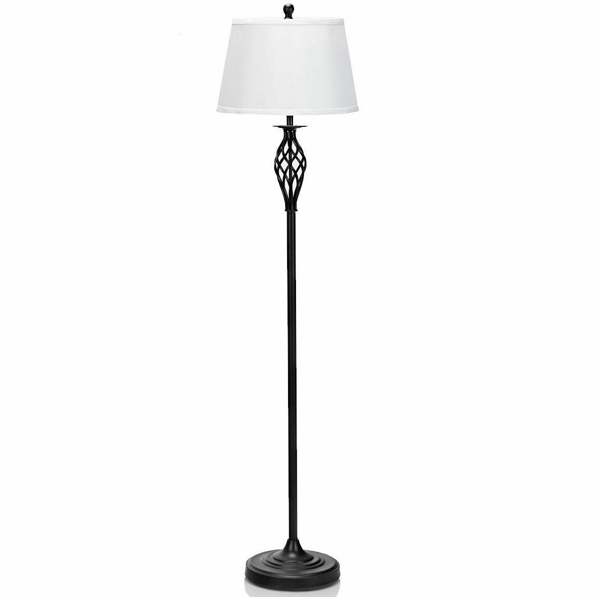 Elegant 3 Piece Lamp Set with 2 Table Lamps and 1 Floor Lamp Featuring Fabric Shades