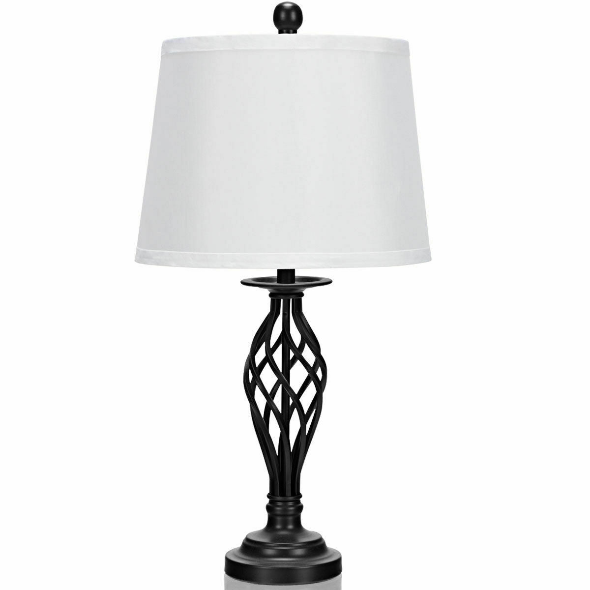 Elegant 3 Piece Lamp Set with 2 Table Lamps and 1 Floor Lamp Featuring Fabric Shades