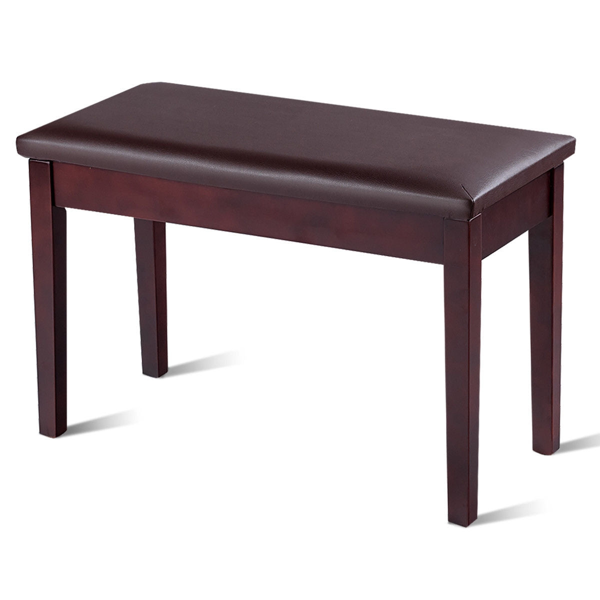 Comfortable PU Leather Piano Bench with Sturdy Solid Wood Base for Keyboard - Brown