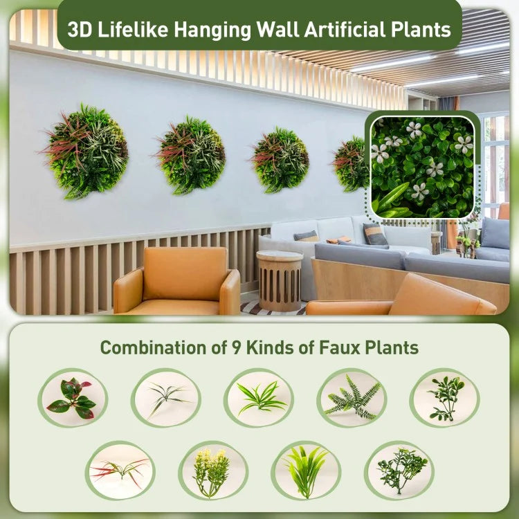 Set of 2 Square Framed Lifelike Artificial Greenery Panels for Indoor & Outdoor Decor