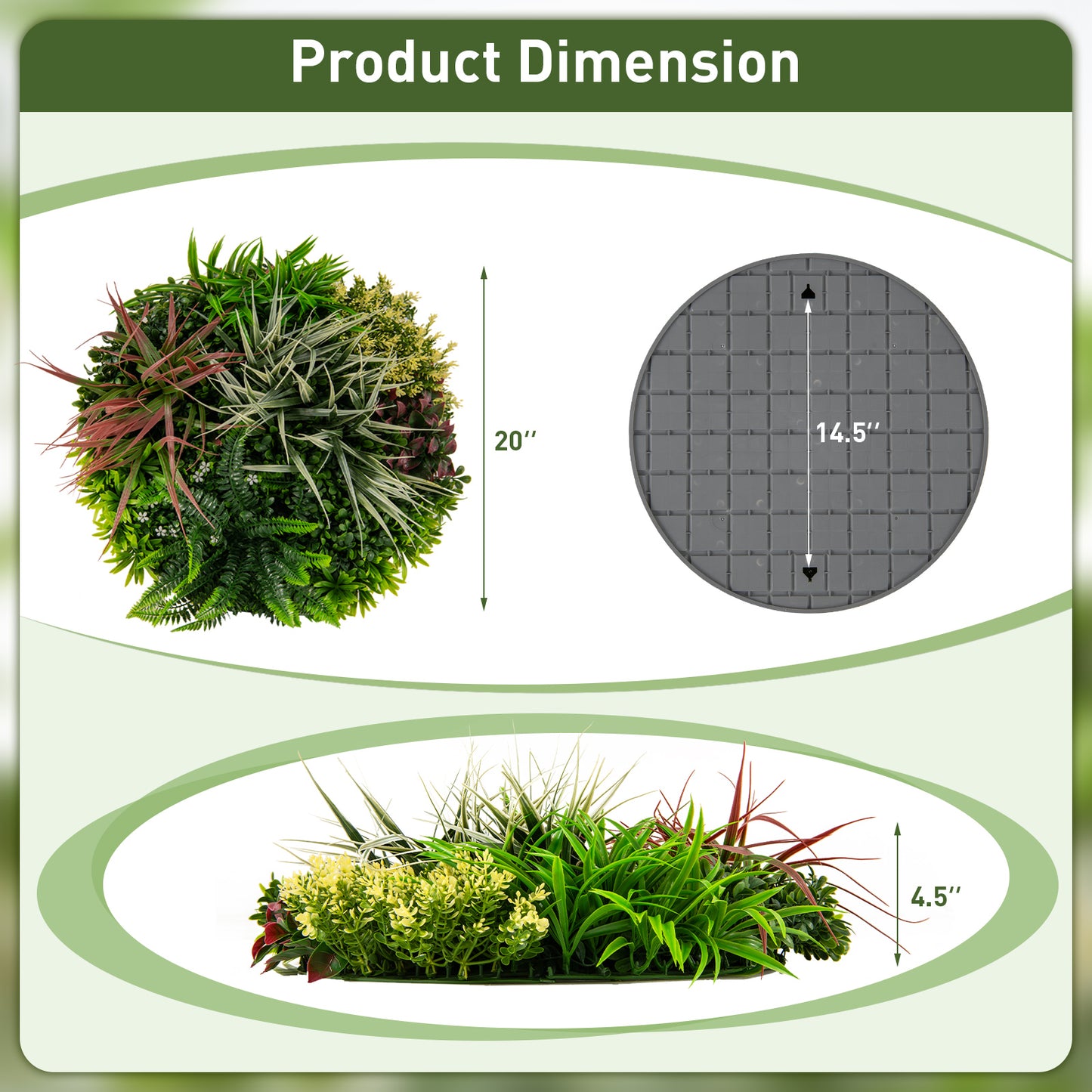 Set of 2 Square Framed Lifelike Artificial Greenery Panels for Indoor & Outdoor Decor