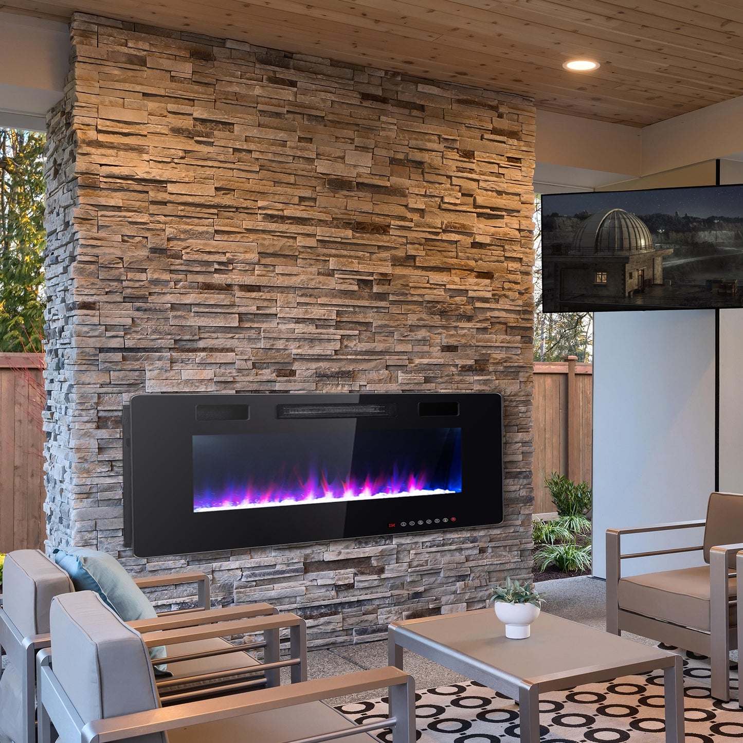 60 Inch Ultra Slim Electric Fireplace with Dual Heat Settings