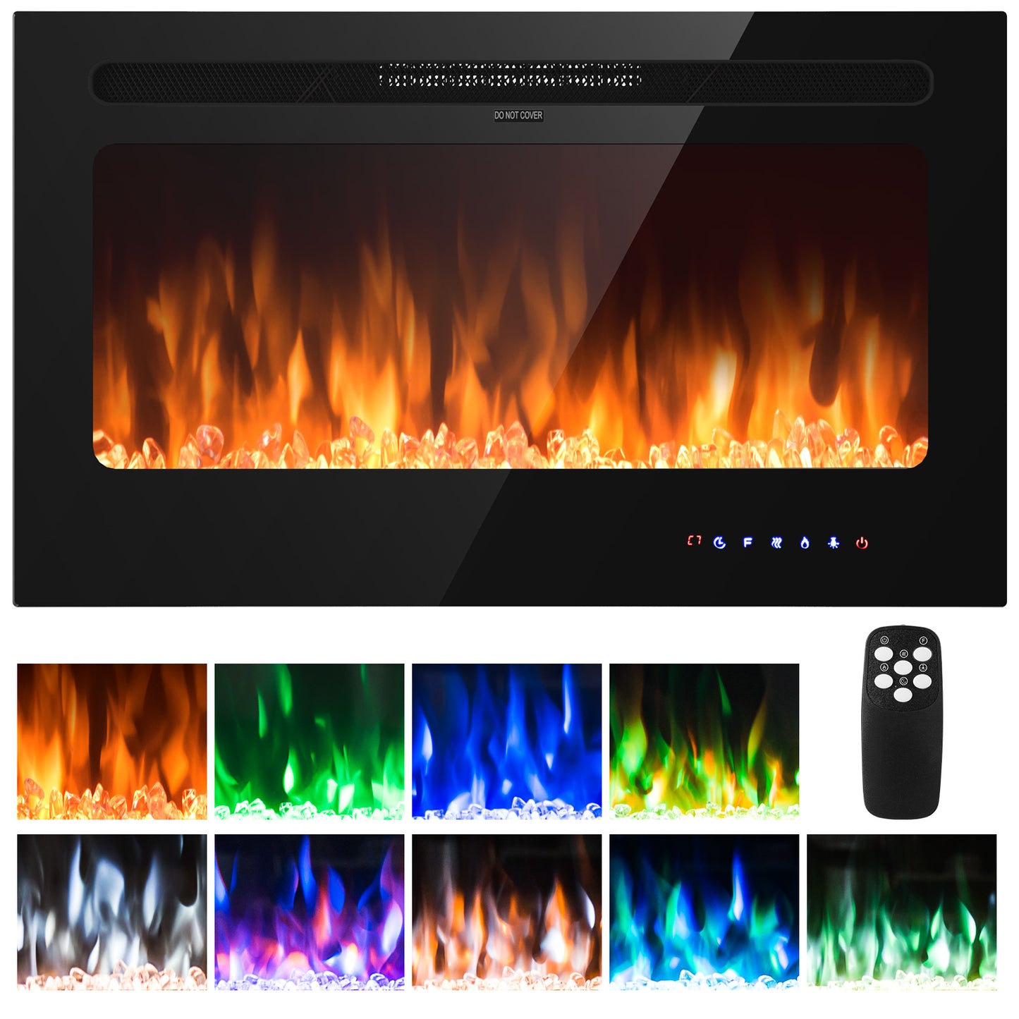 36 Inch Wall Mounted Electric Fireplace Insert with Timer