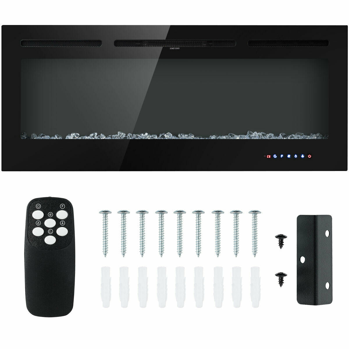50 Inch Wall Mounted/Recessed Electric Fireplace Insert with Adjustable Brightness