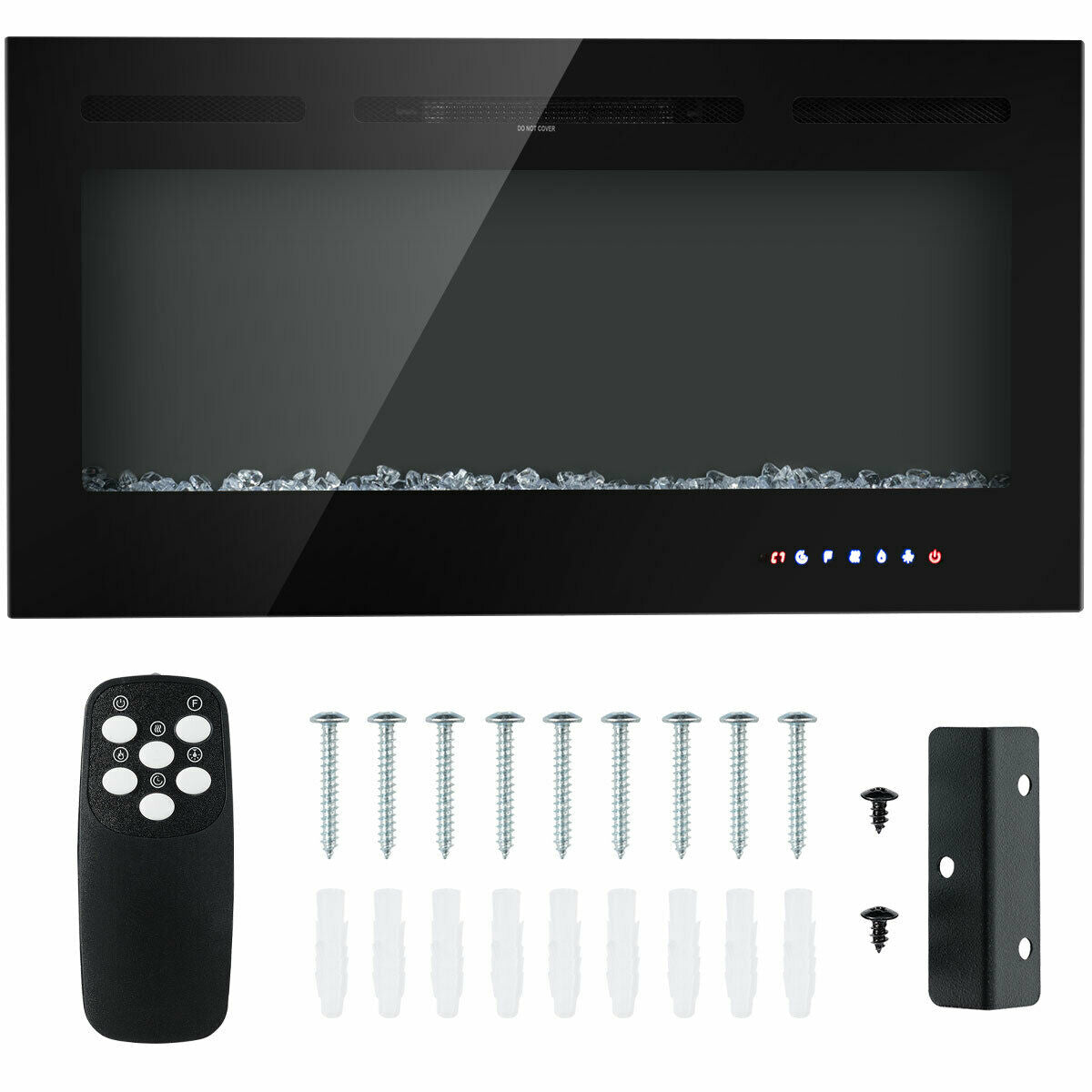 40 Inch Recessed Electric Fireplace with Thermostat & Multi Color Flames