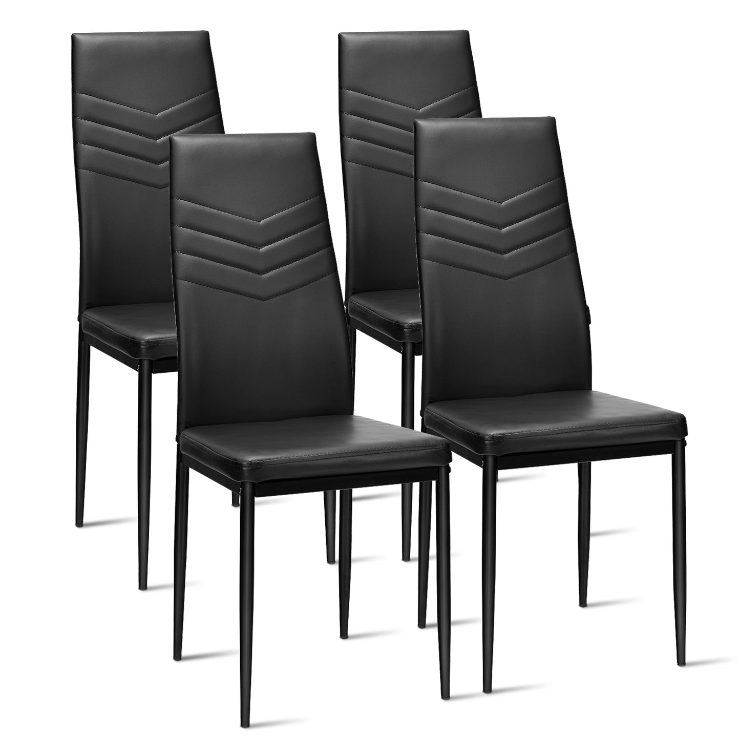 Set of 4 Ergonomic High Back Dining Chairs with PVC Leather Upholstery and Non-Slip Foot Pads