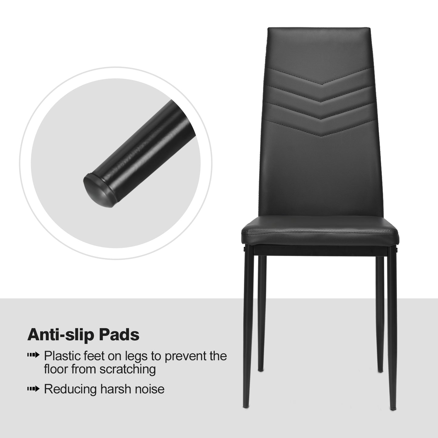 Set of 4 Ergonomic High Back Dining Chairs with PVC Leather Upholstery and Non-Slip Foot Pads