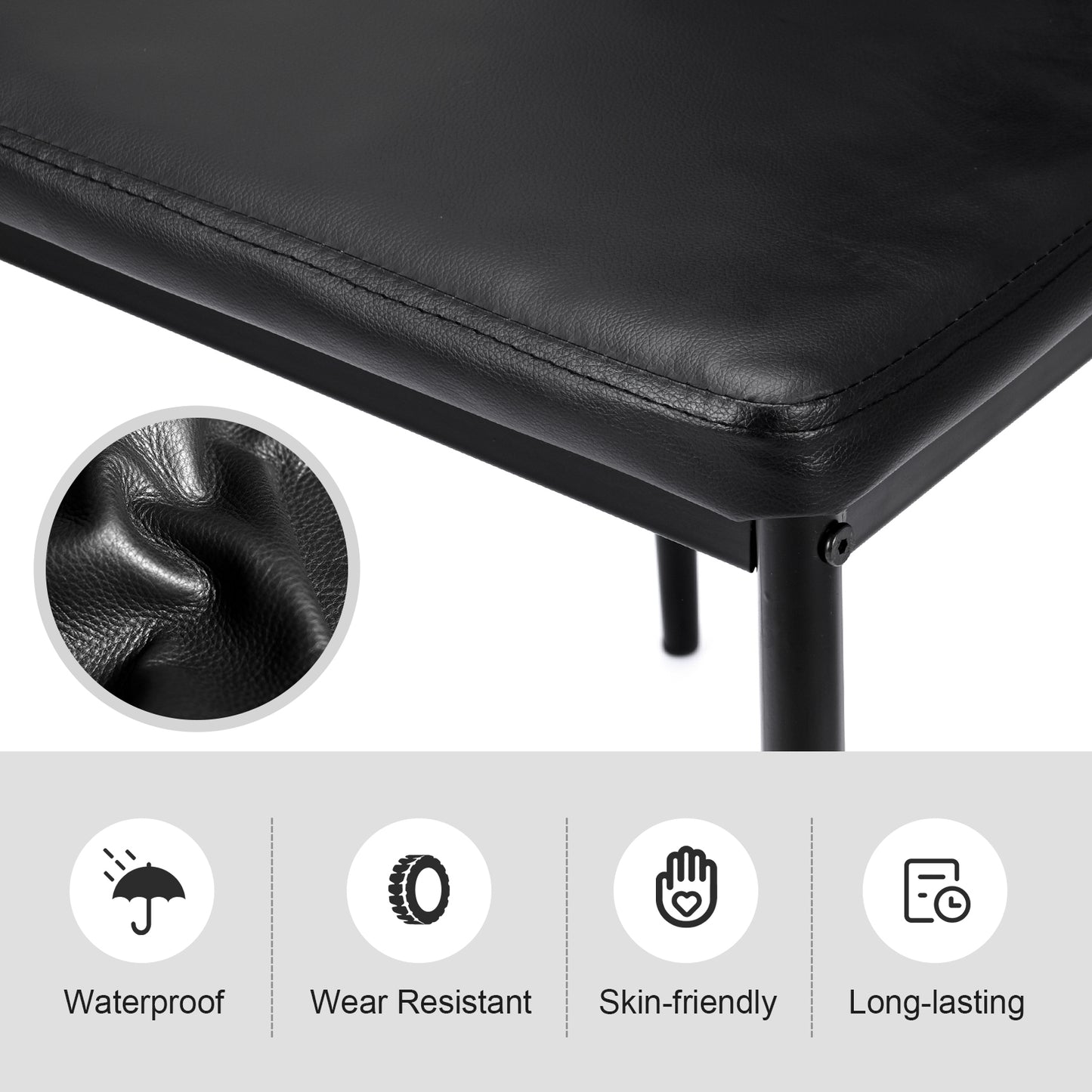 Set of 4 Ergonomic High Back Dining Chairs with PVC Leather Upholstery and Non-Slip Foot Pads