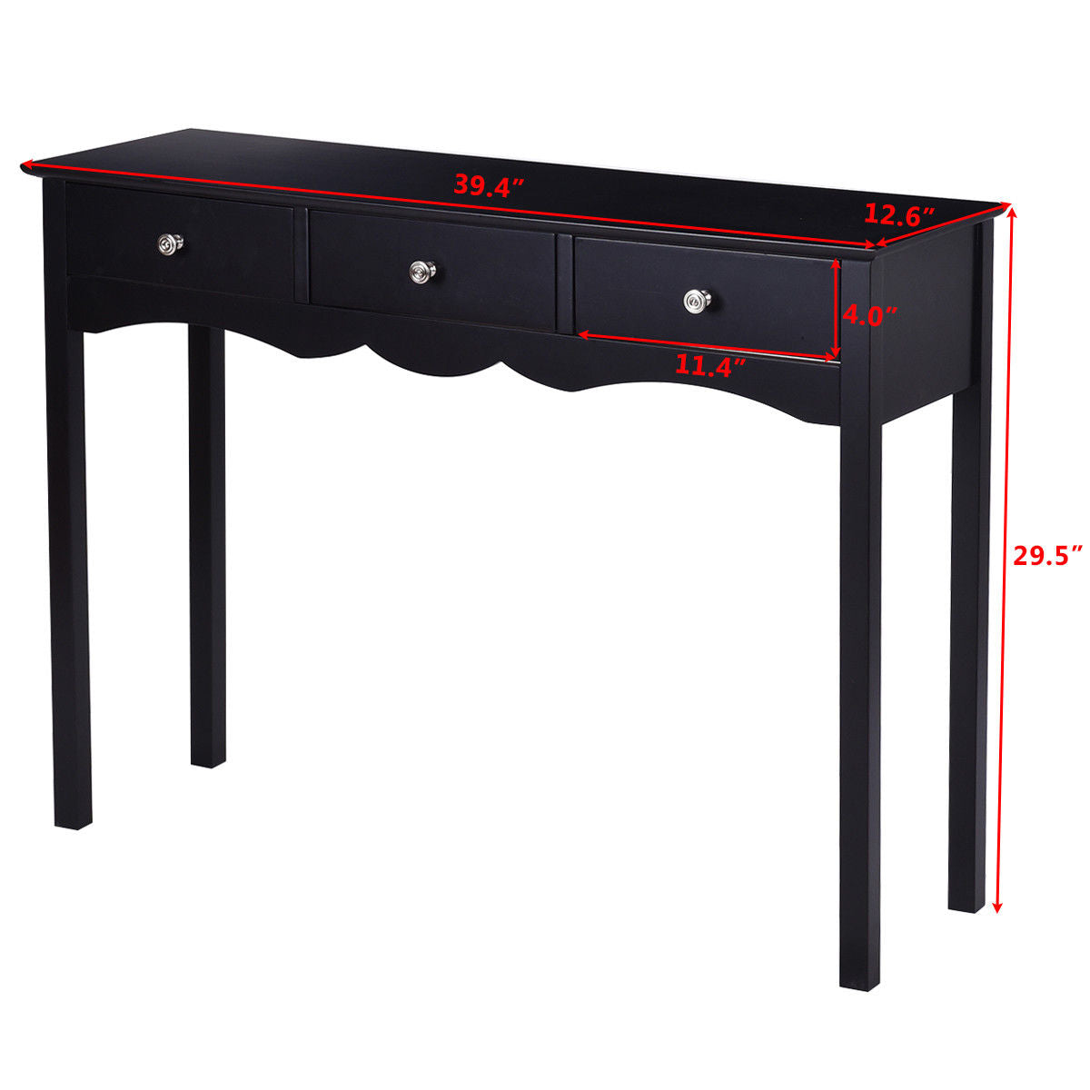 Elegant 3-Drawer Console Table for Entryway, Hallway, or Living Room – Black Finish