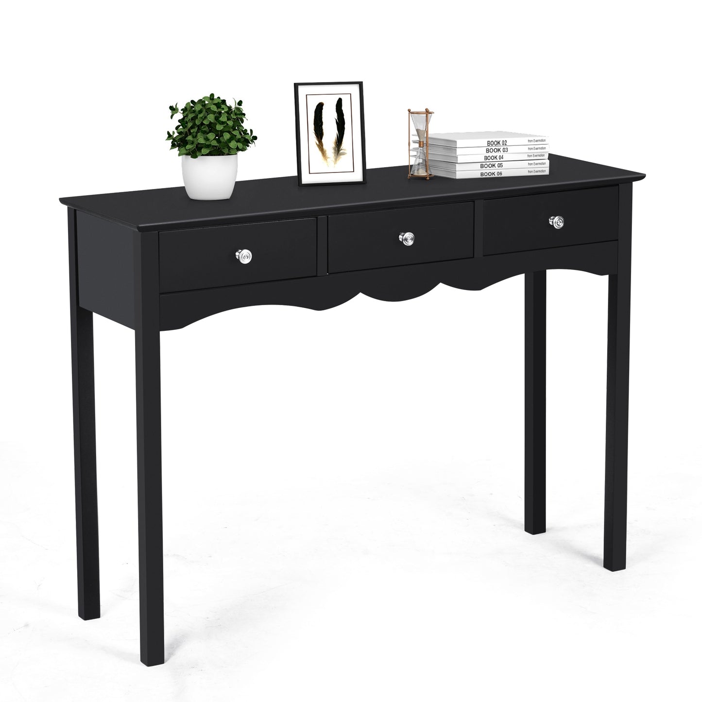 Elegant 3-Drawer Console Table for Entryway, Hallway, or Living Room – Black Finish