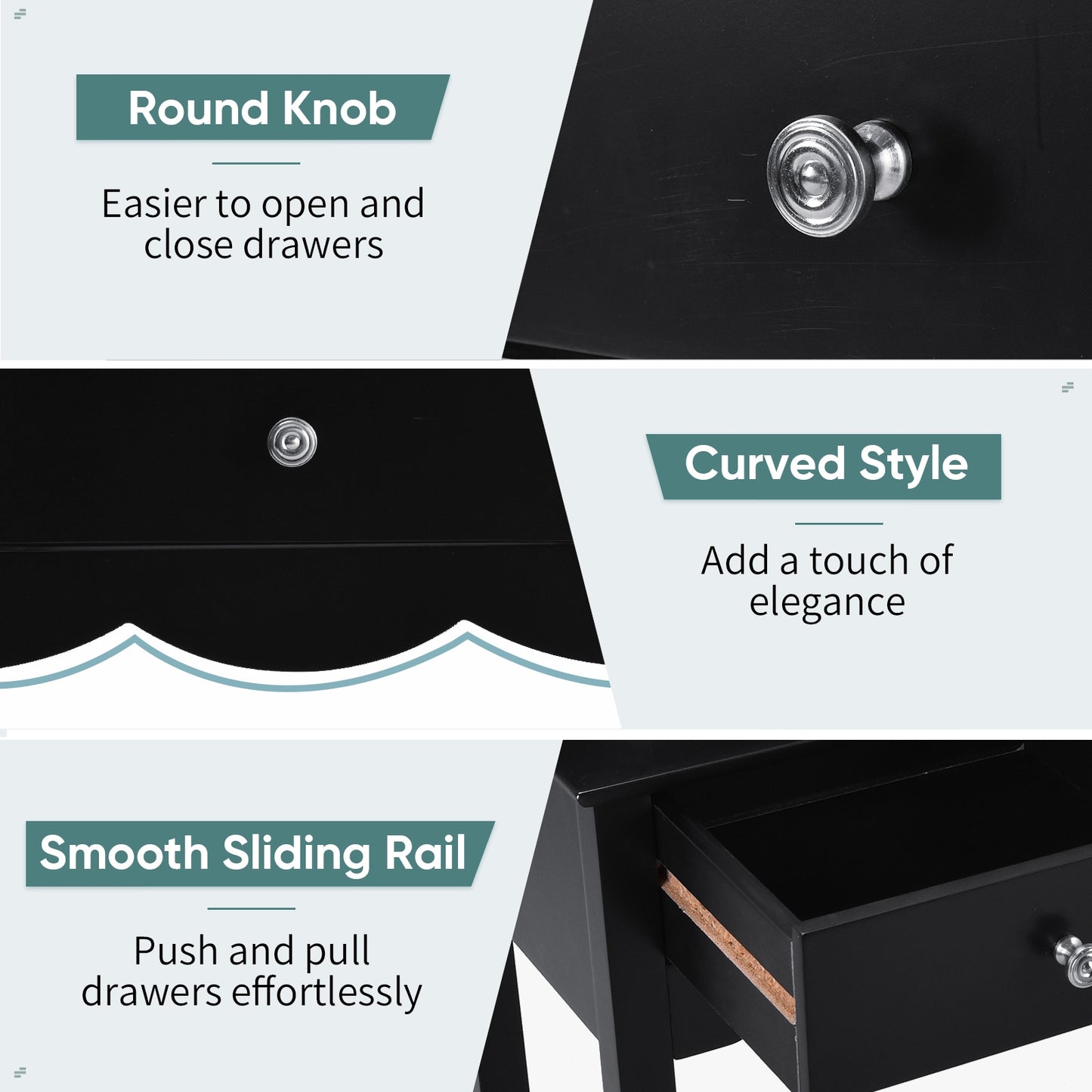 Elegant 3-Drawer Console Table for Entryway, Hallway, or Living Room – Black Finish