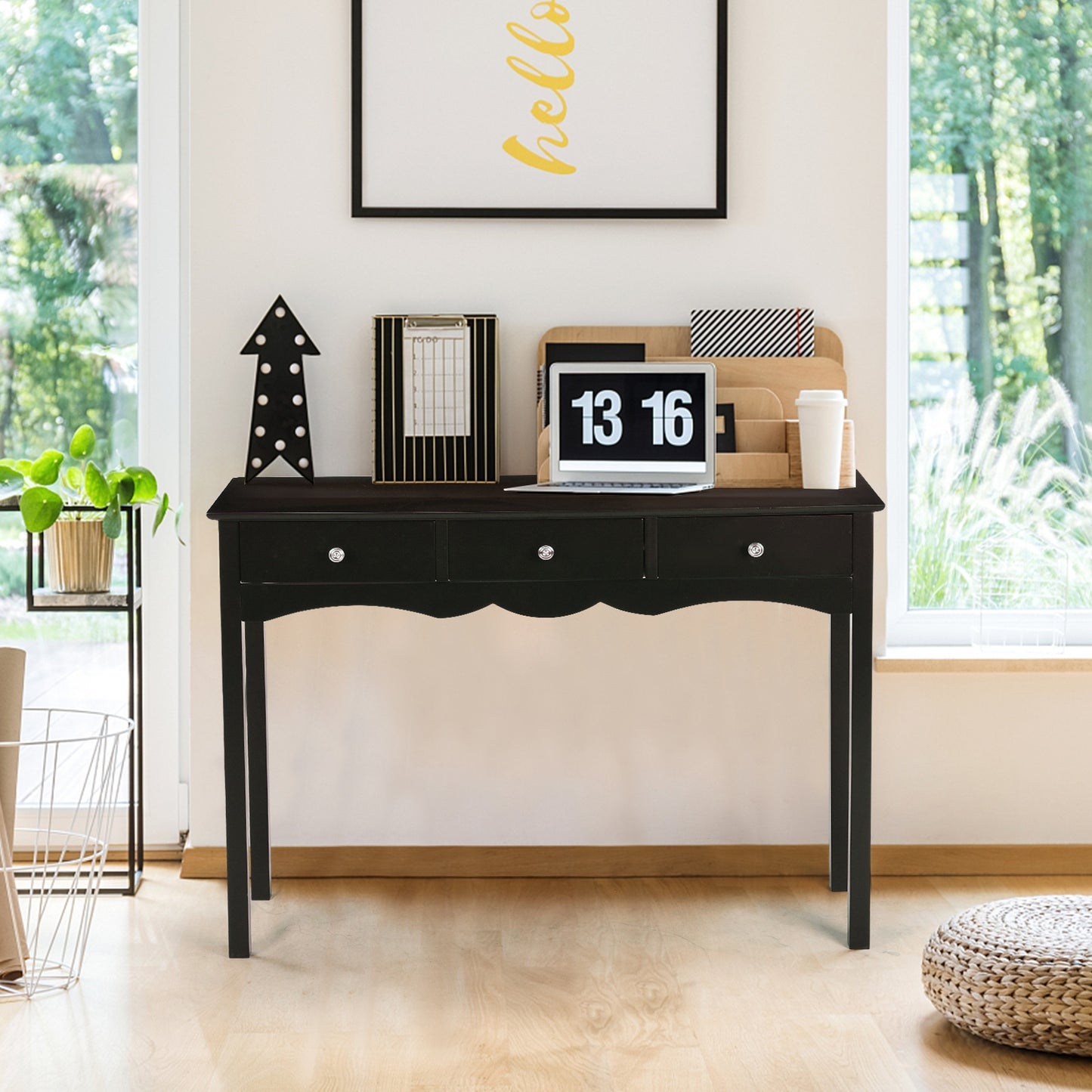 Elegant 3-Drawer Console Table for Entryway, Hallway, or Living Room – Black Finish