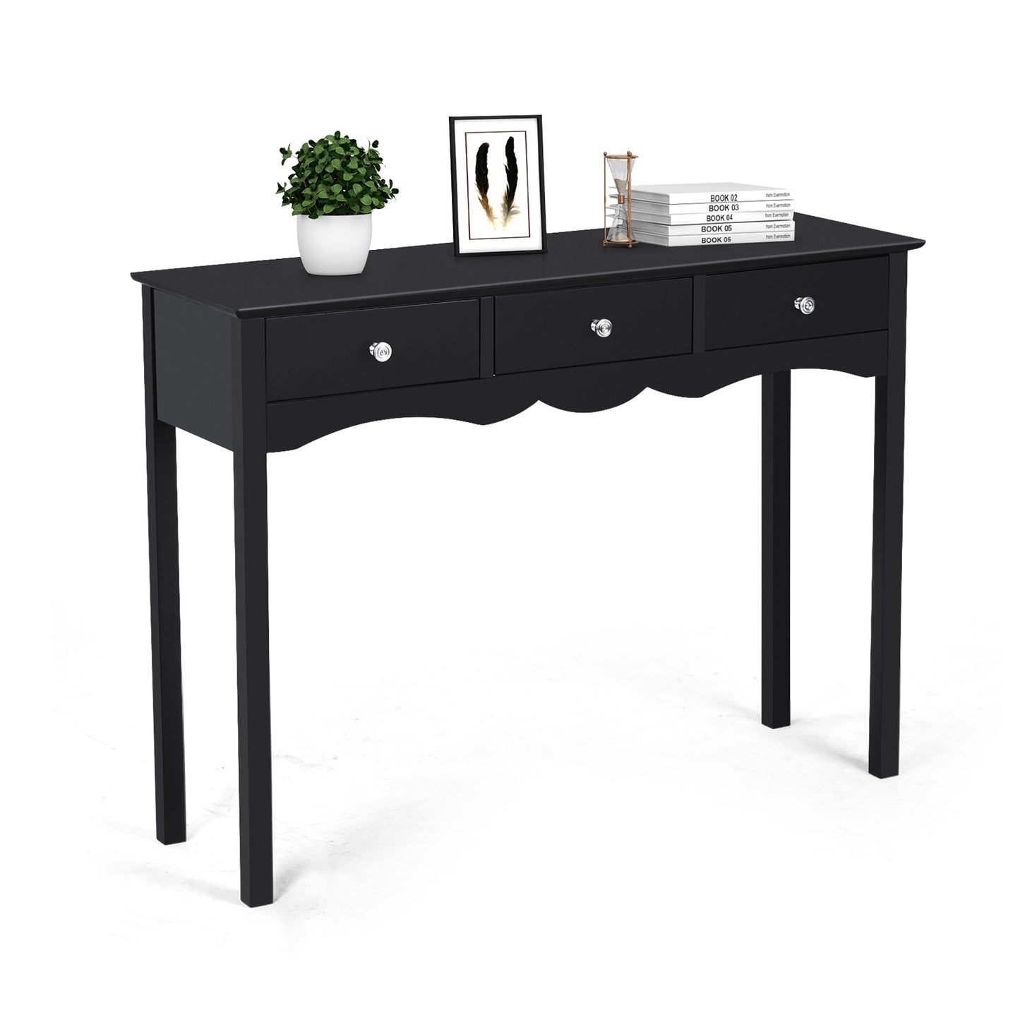 Elegant 3-Drawer Console Table for Entryway, Hallway, or Living Room – Black Finish