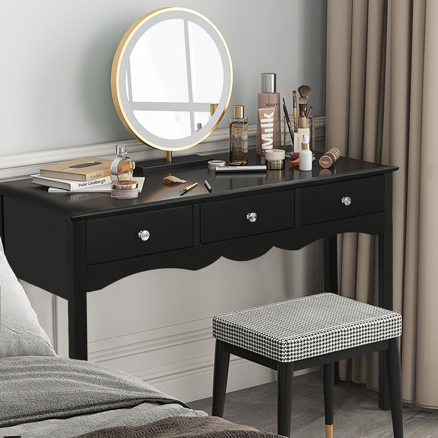 Elegant 3-Drawer Console Table for Entryway, Hallway, or Living Room – Black Finish