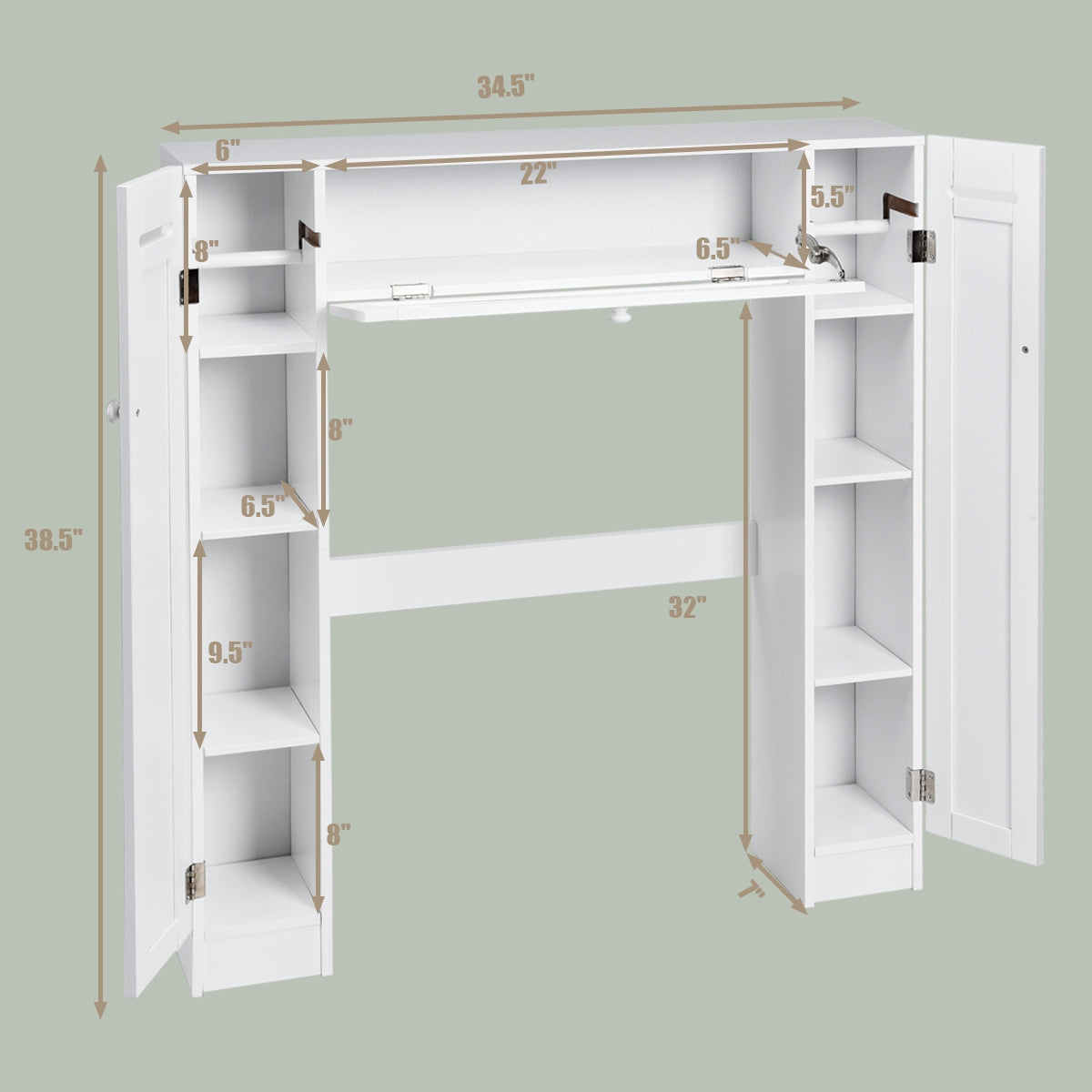 Over-the-Toilet Wooden Storage Cabinet