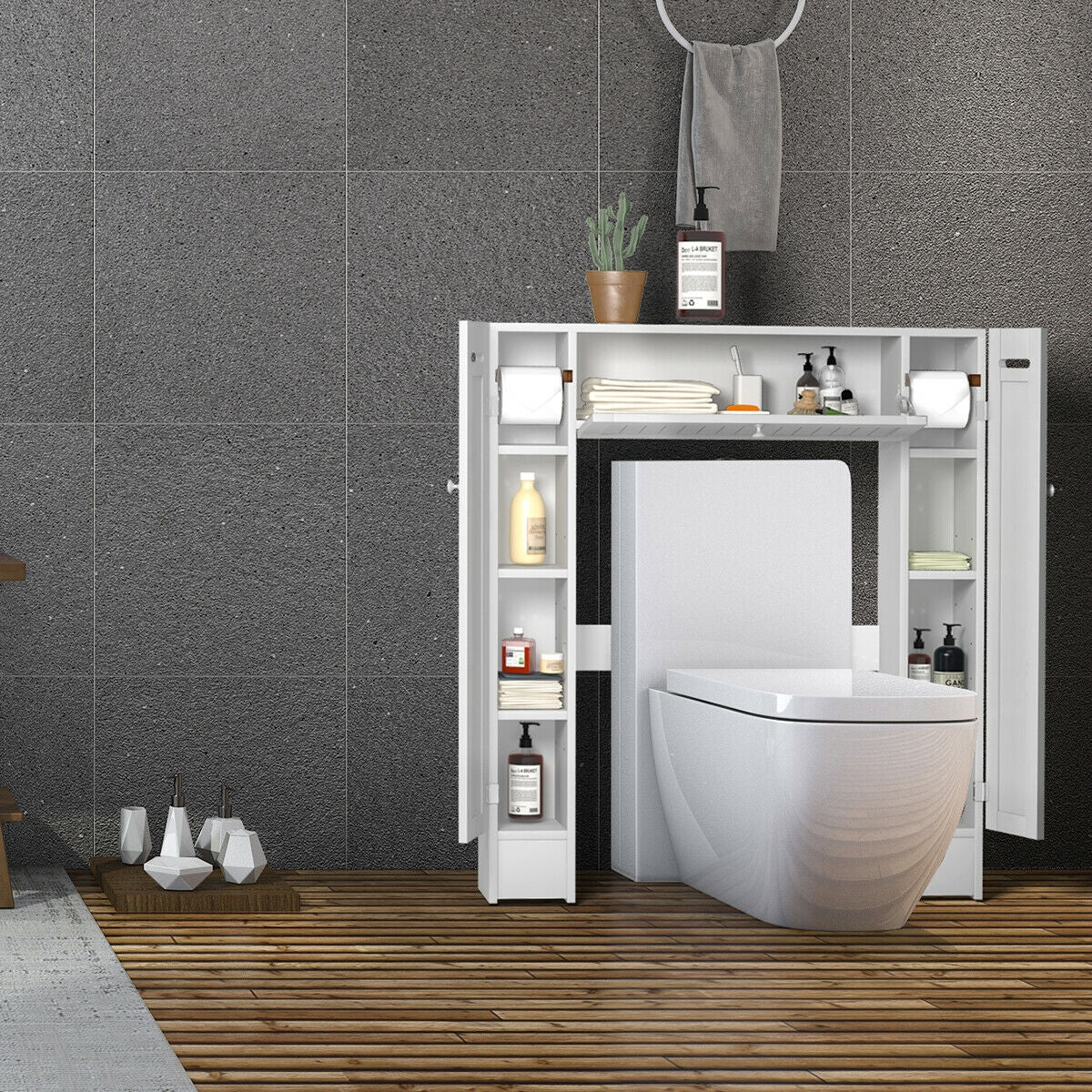 Over-the-Toilet Wooden Storage Cabinet