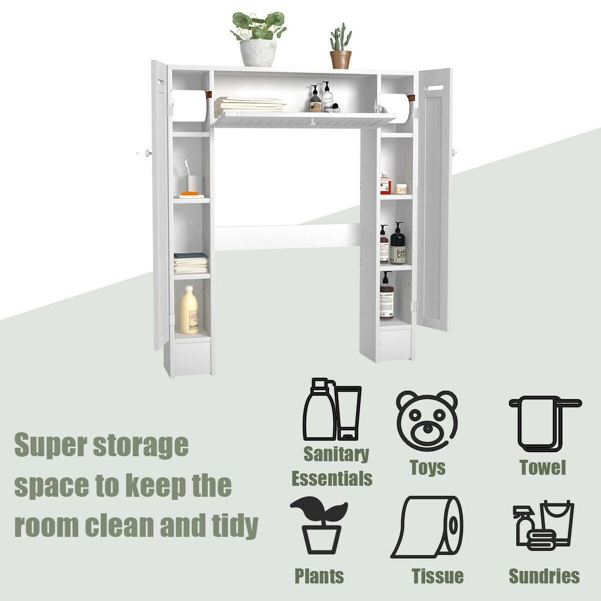 Over-the-Toilet Wooden Storage Cabinet