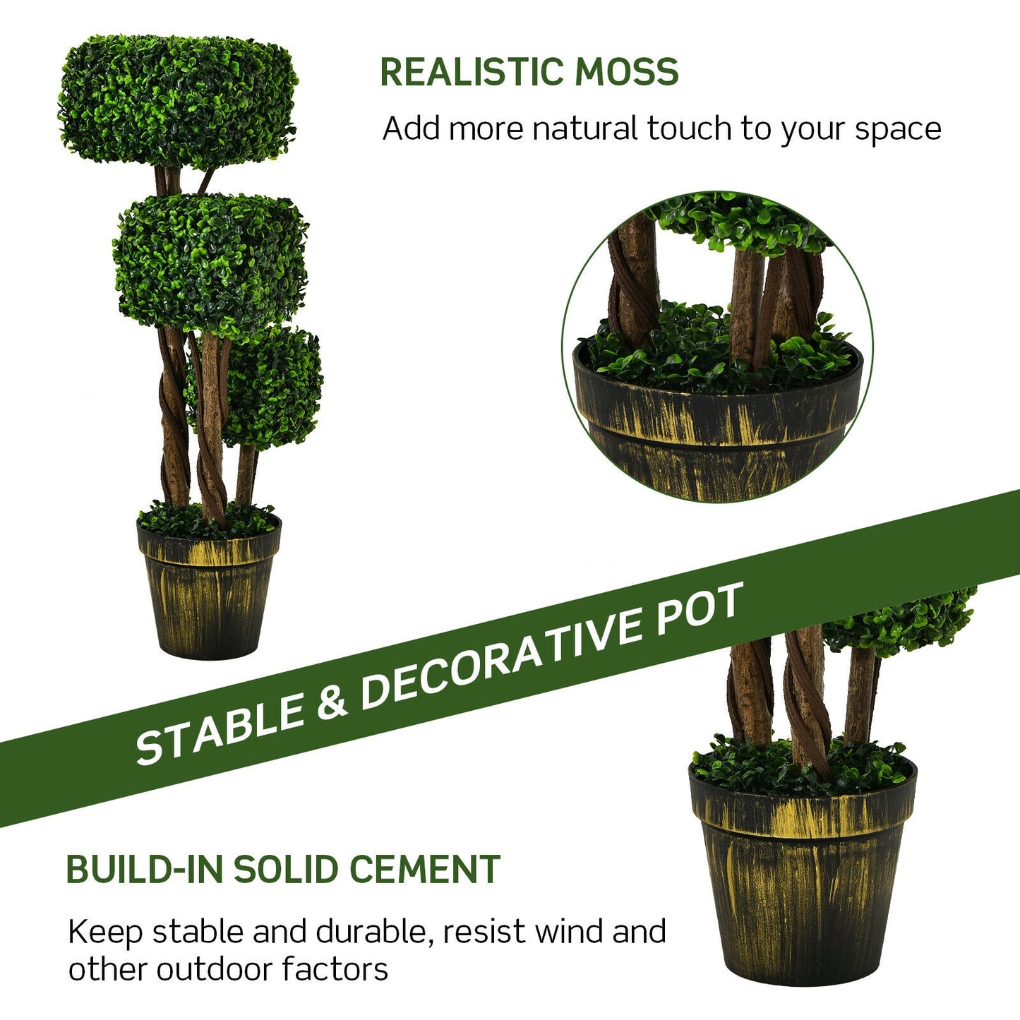 36 Inch Realistic Artificial Boxwood Topiary Tree – UV Protected for Indoor & Outdoor Decor