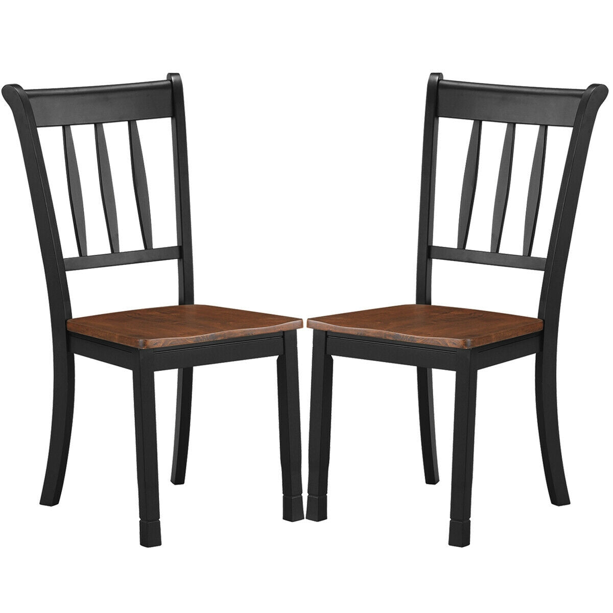 Set of 2 Whitesburg Spindle Back Dining Chairs with Solid Wood Frame and Black Finish