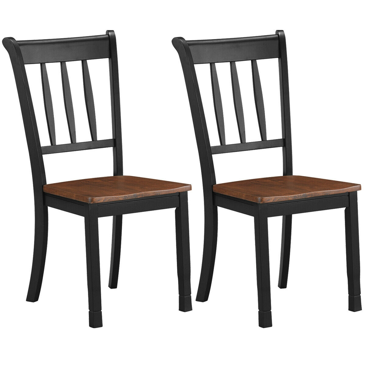 Set of 2 Whitesburg Spindle Back Dining Chairs with Solid Wood Frame and Black Finish