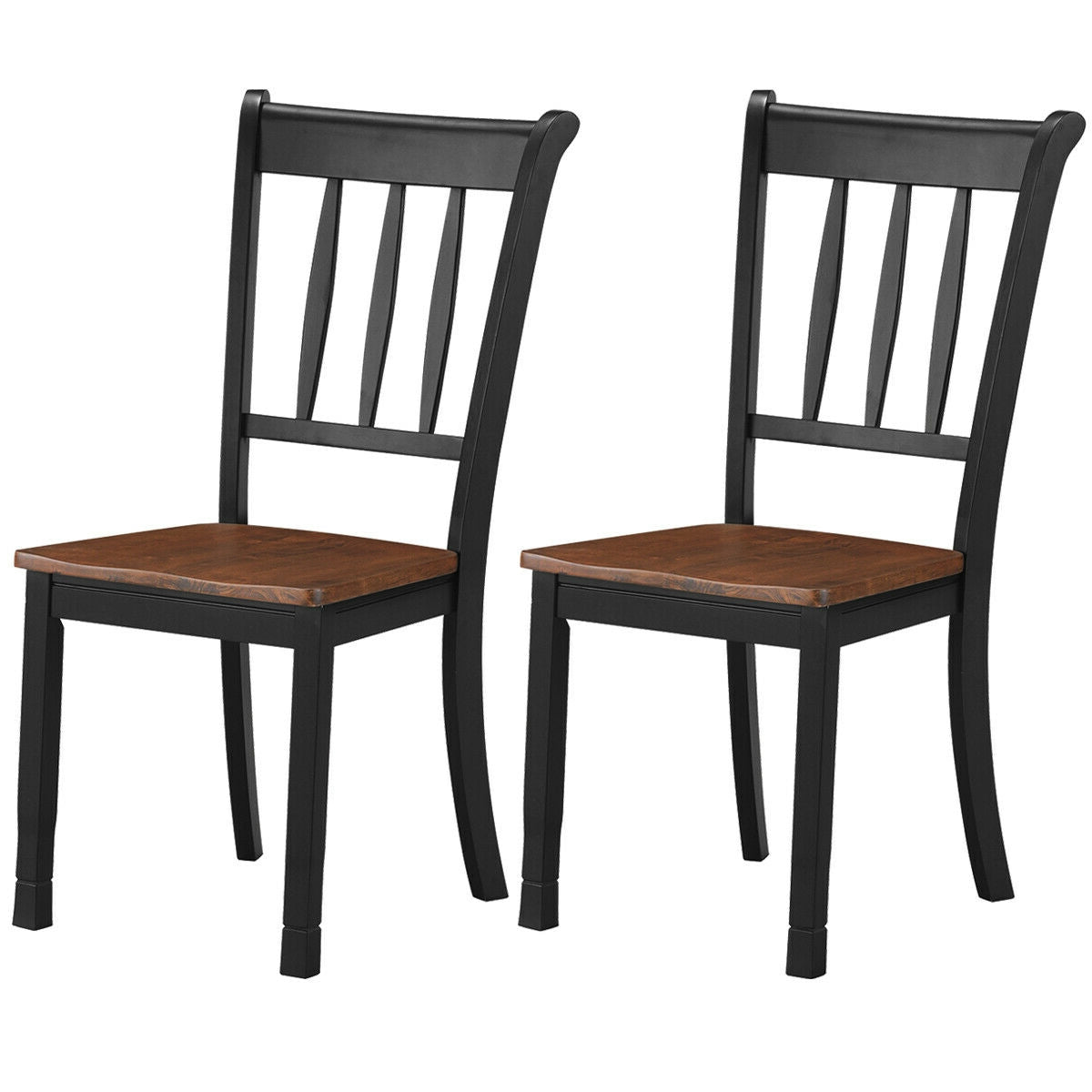 Set of 2 Whitesburg Spindle Back Dining Chairs with Solid Wood Frame and Black Finish