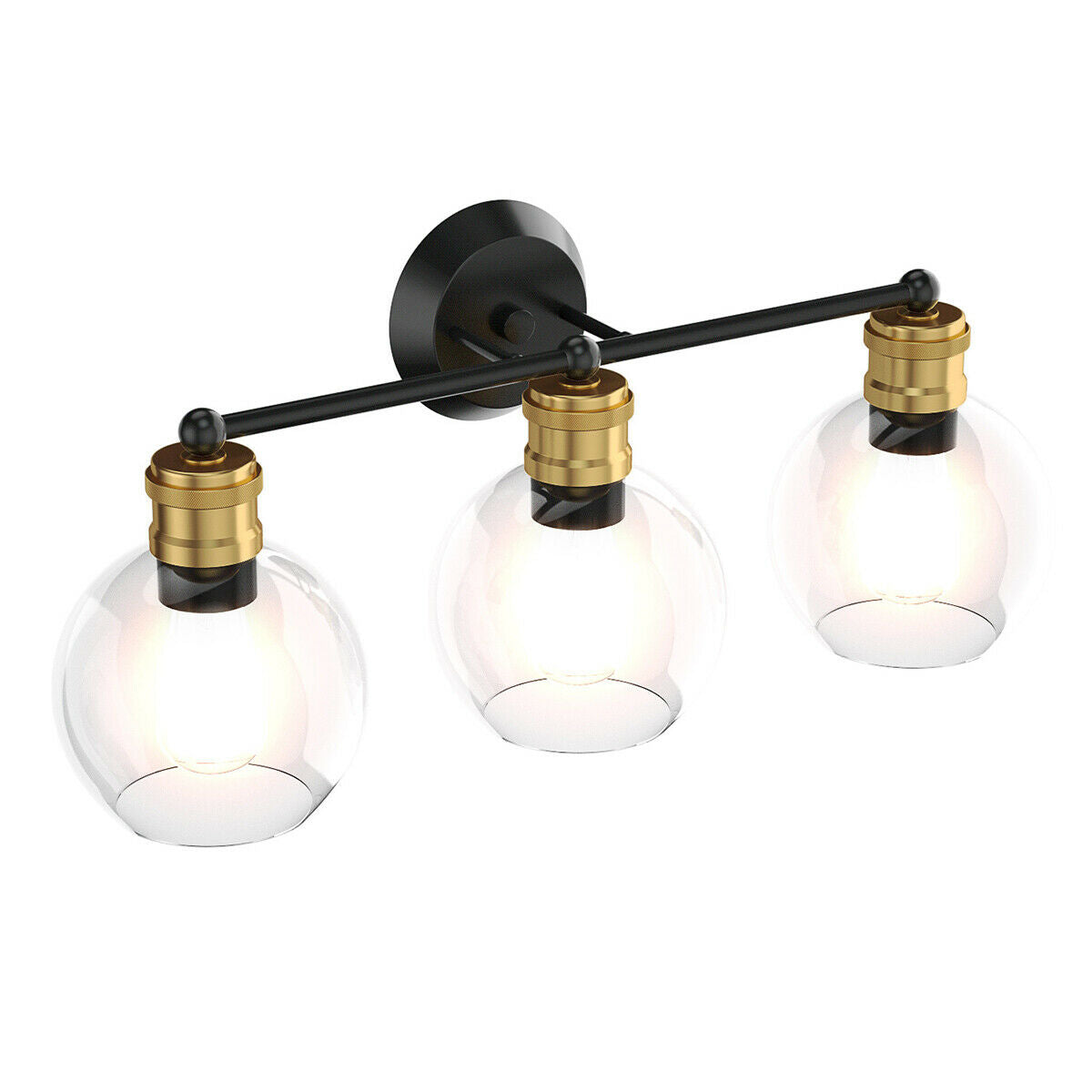 Elegant 3 Light Bubbled Glass Vanity Sconce with Antique Gold Accents