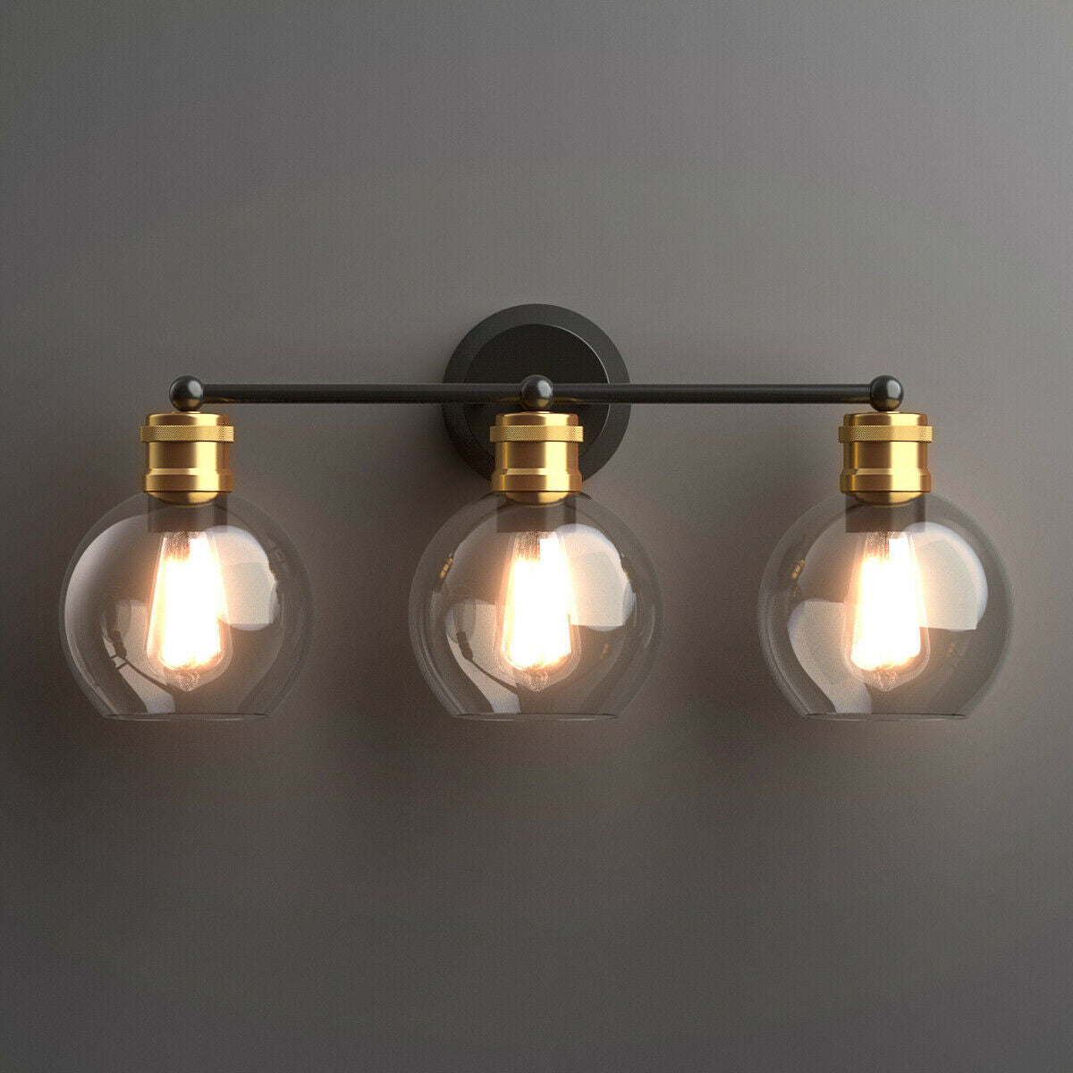 Elegant 3 Light Bubbled Glass Vanity Sconce with Antique Gold Accents