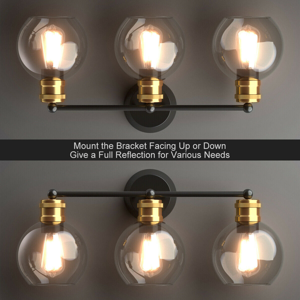 Elegant 3 Light Bubbled Glass Vanity Sconce with Antique Gold Accents