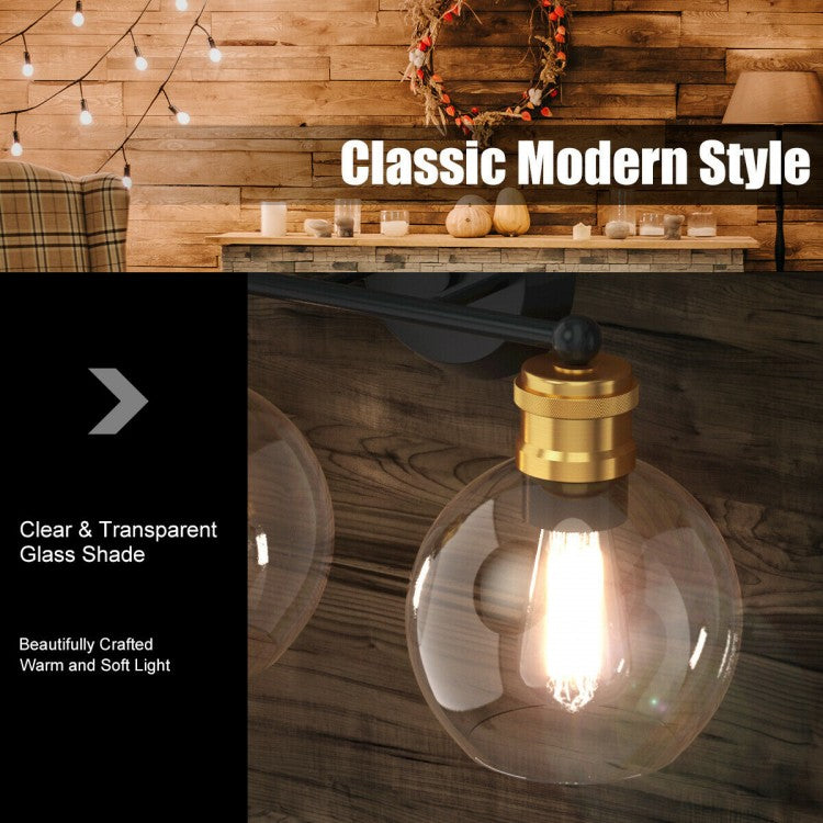 Elegant 3 Light Bubbled Glass Vanity Sconce with Antique Gold Accents
