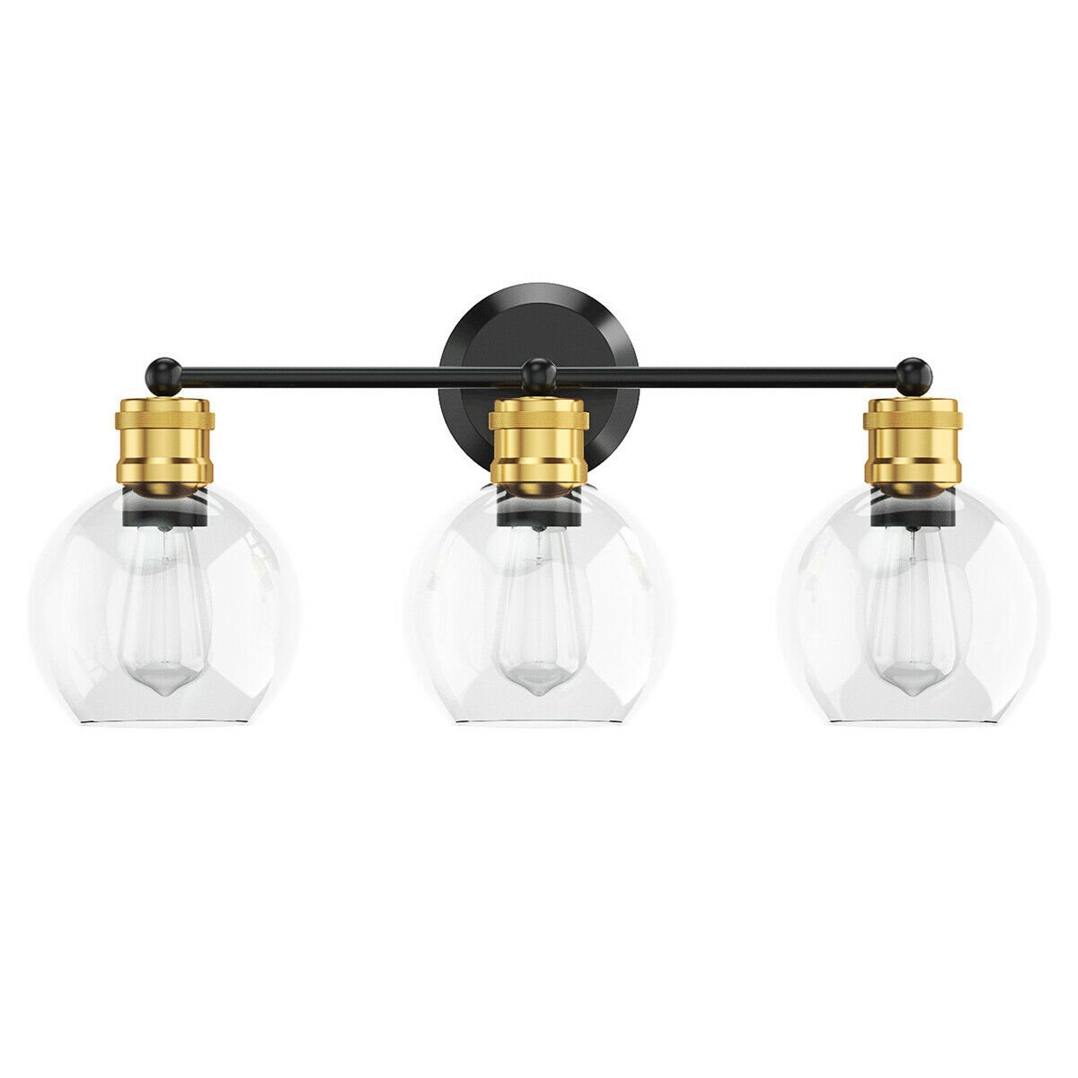 Elegant 3 Light Bubbled Glass Vanity Sconce with Antique Gold Accents