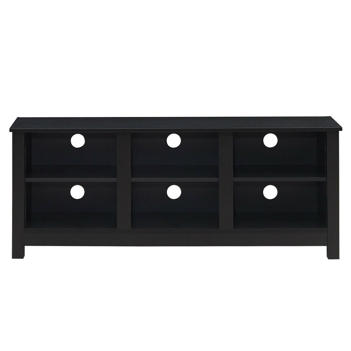 Mid-Century TV Stand for TVs up to 60 Inches with Open Shelves and Cable Management in Black