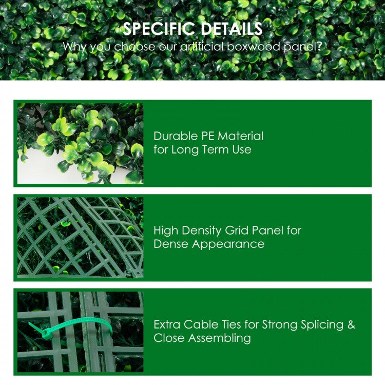 Premium 12 Piece Artificial Boxwood Panels for Privacy, Fencing & Event Decor