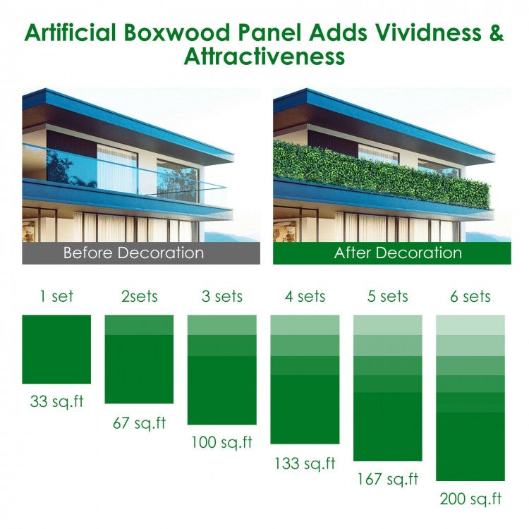 Premium 12 Piece Artificial Boxwood Panels for Privacy, Fencing & Event Decor