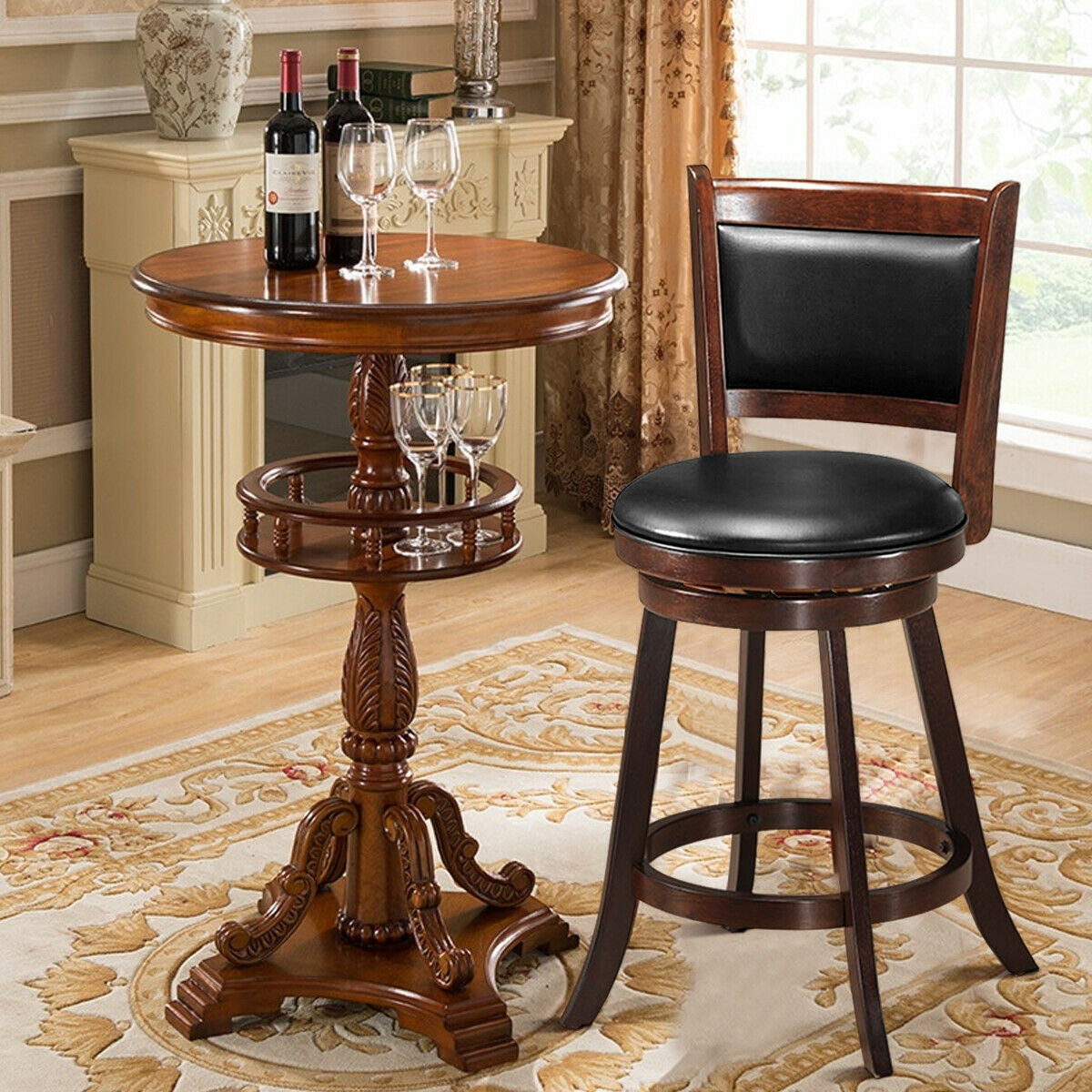24 Inch Swivel Counter Stools with Upholstered Seats