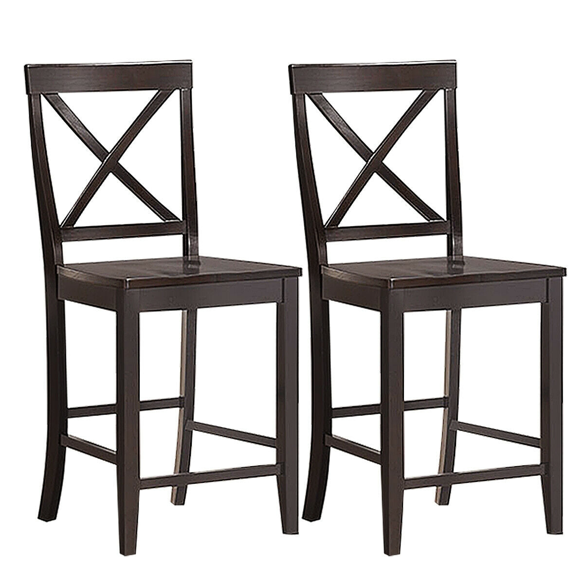 24 Inch Kitchen Chairs with Rubber Wood Frame and Comfortable Seat, Set of 2