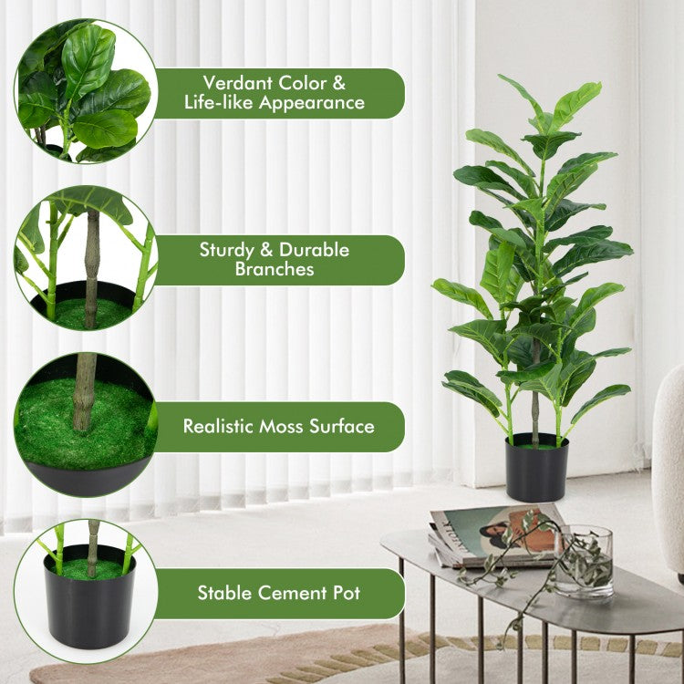 2 Pack Lifelike Artificial Fiddle Leaf Fig Trees for Home & Garden Décor