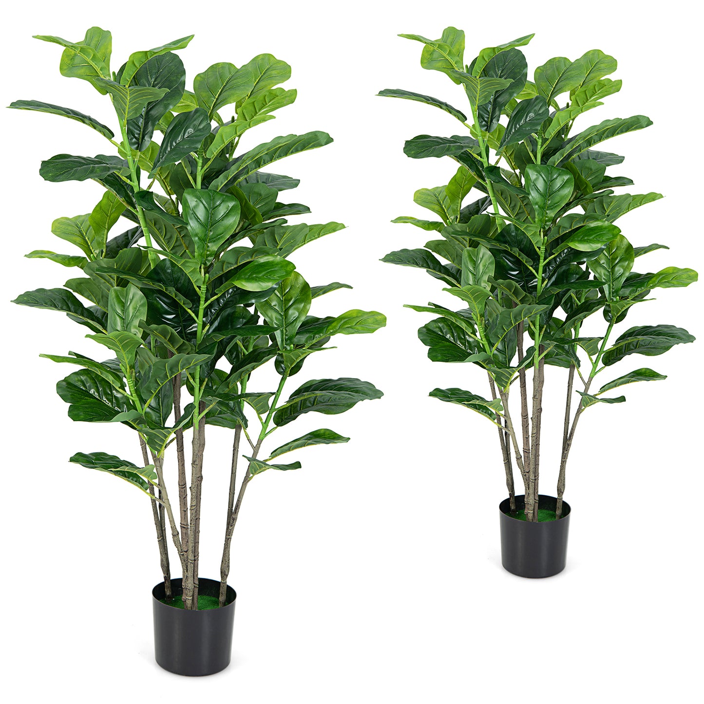 Set of 2 - 51 Inch Artificial Fiddle Leaf Fig Trees for Indoor & Outdoor Decor