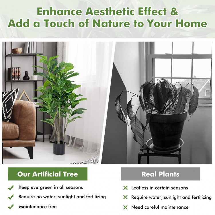 Set of 2 - 51 Inch Artificial Fiddle Leaf Fig Trees for Indoor & Outdoor Decor